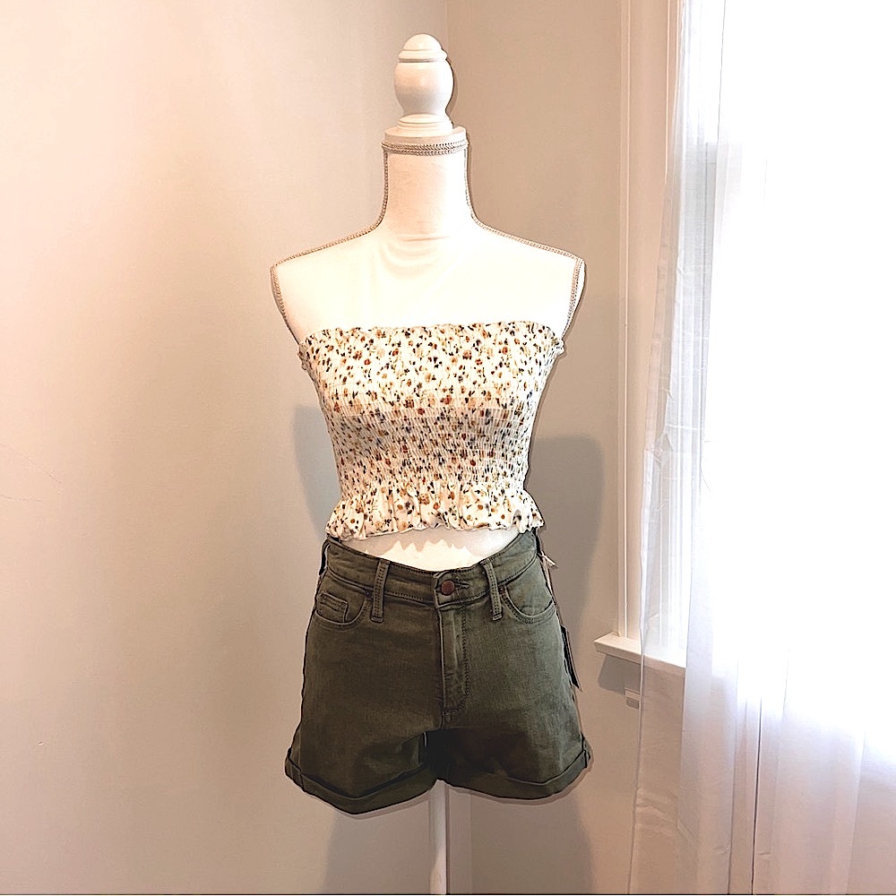 NEW adorable stretch-smock tube top,  delicate floral